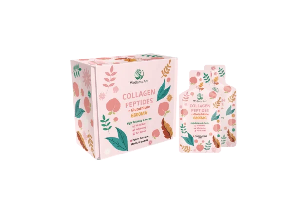 Collagen Peptides 68000mg by Wellness Arc – 10 Sachets/Box – Skin Whitening and Brightening